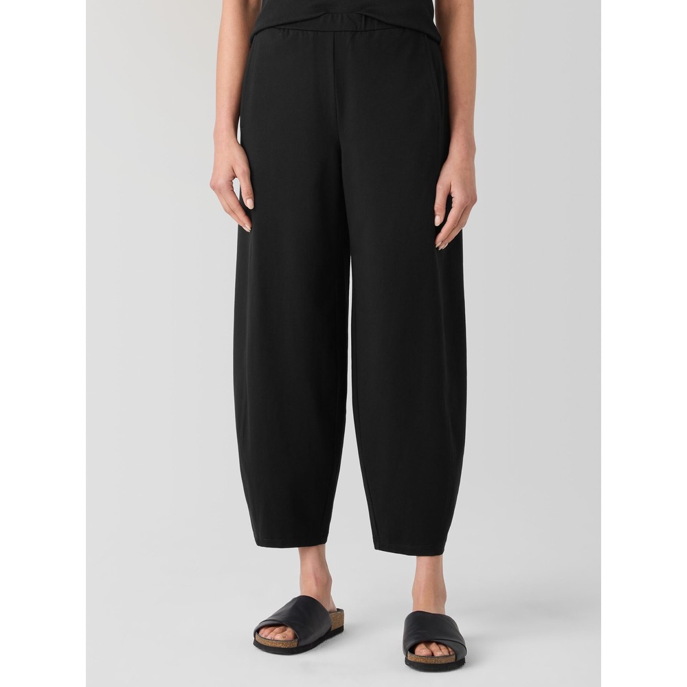 Eileen Fisher Black Organic Cotton Barrel Tapered Crop Pant quiet luxury natural